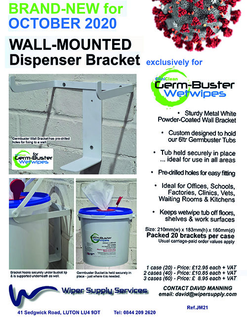 Wiper Supply Services - Germ-Buster- Wall-mounted-bracket